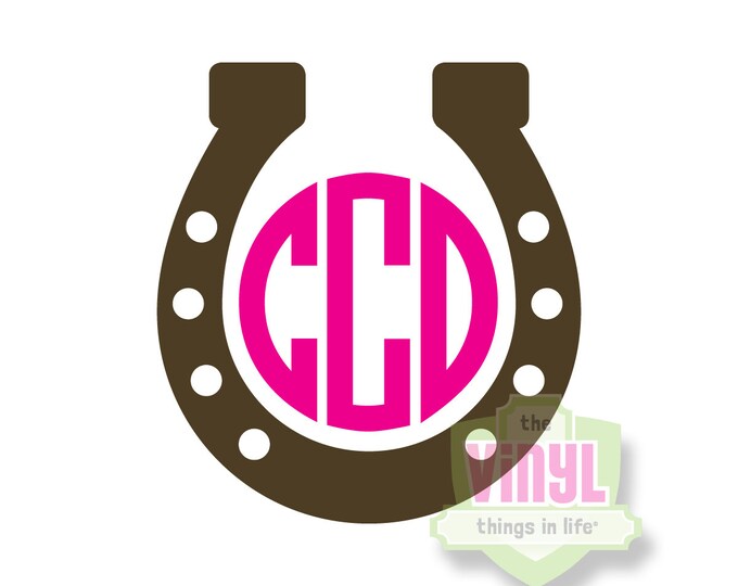 Horseshoe Monogram Horseshoe Decal Equestrian Monogram Etsy