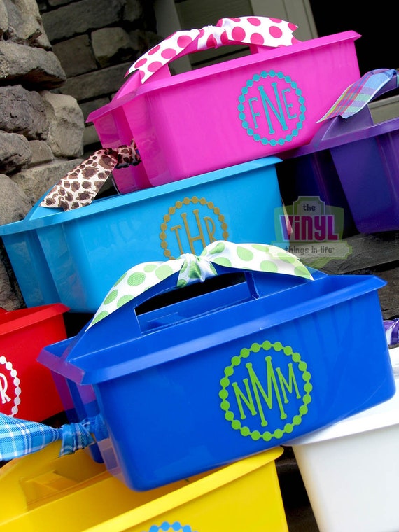 Monogrammed shower caddy Etsy