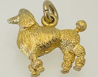 1960 Vintage Sweet 9 Carat Yellow Gold Standard Poodle Dog Breed Charm 3.2 grams