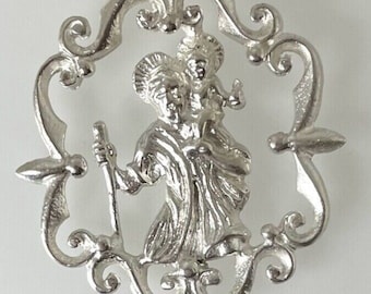 Vintage Silver Ornate Decorative St Christopher Pendant 6.1g 38.5mm x 28.75mm