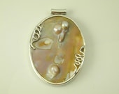 Mother of pearl pendant large statement piece snake design 20.9 grams