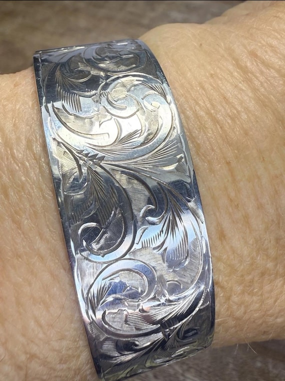 Edwardian Solid Silver Hinged Bangle Birmingham 1… - image 10