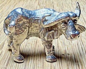 Vintage 1960s Sterling Silver 925 African Buffalo Miniature Figure 35.4g