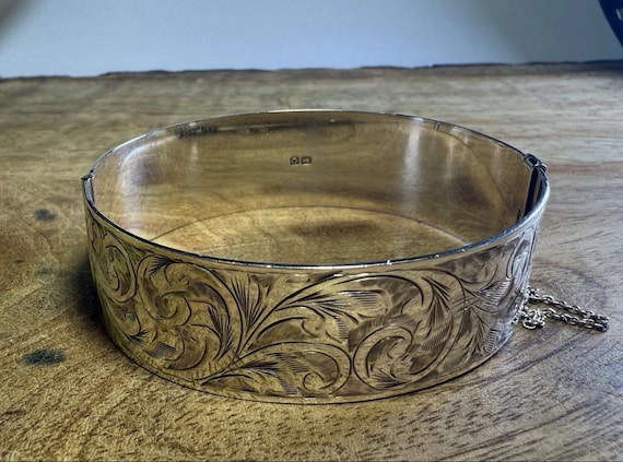Edwardian Solid Silver Hinged Bangle Birmingham 1… - image 2