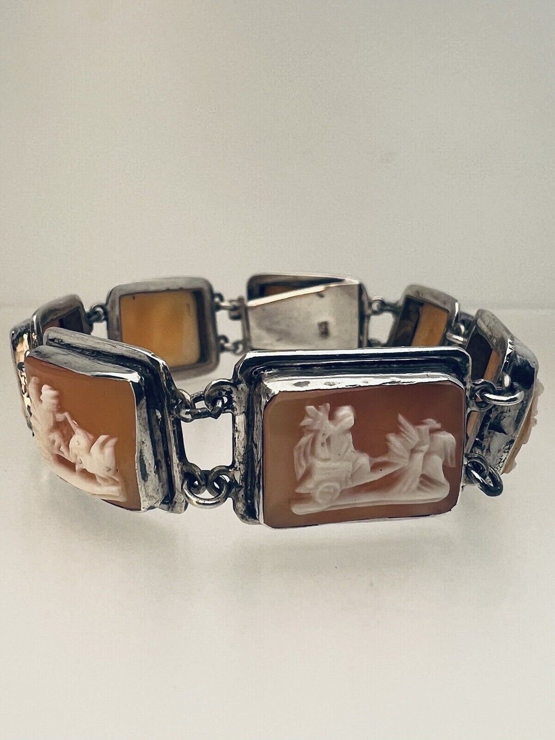 Bracelet Vintage En Argent Sterling 925 - Style Chariot à Cheval Découpé, 7,5" X 1,25", Ancien, Pièce Unique Des États-Unis !