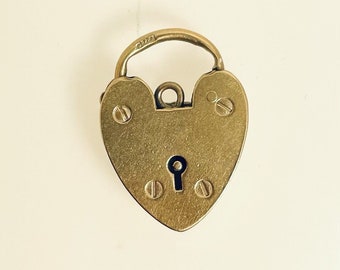 Vintage 9ct Yellow Gold Heart Padlock Clasp 2.5g 21.3mm x 14.9mm Hallmarked 1960