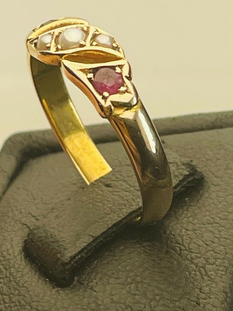 Charming Ruby Charming Ruby Pearl Trilogy Twist Ring 1899 Antique Victorian 15ct ...