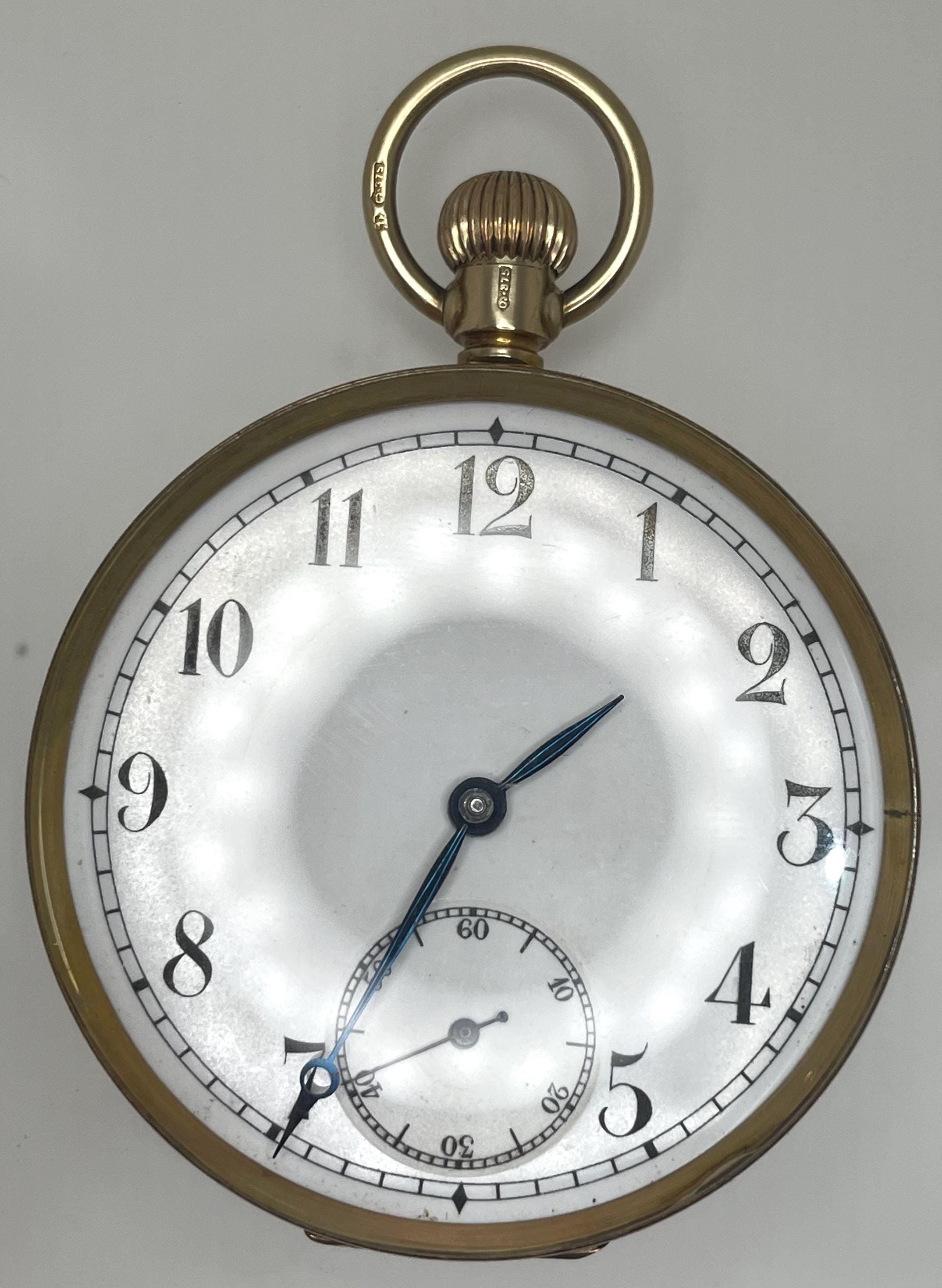 9ct Smiths Open Face Pocket Watch Edwardian 9ct Rose Gold Open