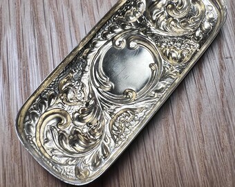 アンティーク スターリングシルバー 蓋付き カットガラス トレジャー