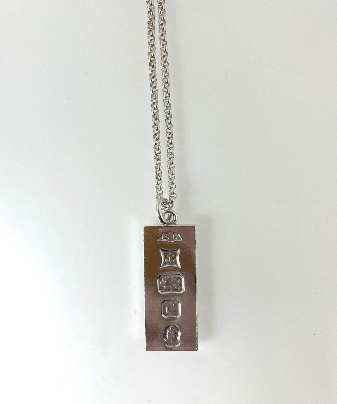 Vintage 1977 Sterling Silver Ingot Pendant Necklace 21.5g