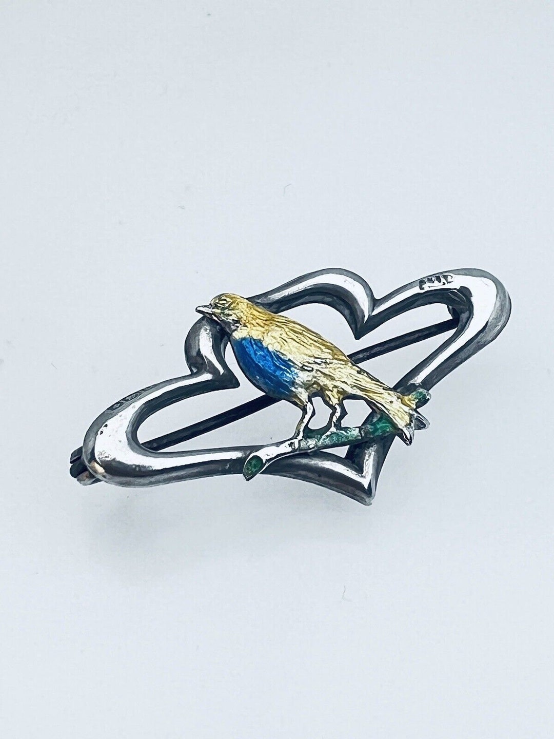 Broche Art Nouveau Vintage Argentée Oiseau - Circa 1900 - Très Bon état Général