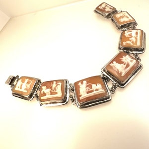 Bracelet Vintage Argent Sterling 925 - Motif Chariots à Cheval - Taille 7.5 Pouces - Occasion Très Bon état