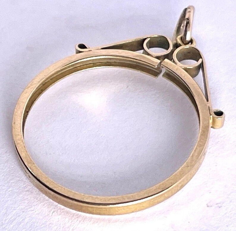 Vintage 9ct Yellow Gold Full Sovereign Pendant Mount 1963 Simple Plain ...