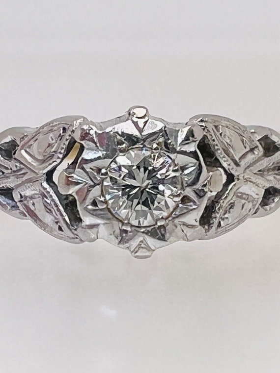 Art Deco 18ct Gold Platinum Diamond Solitaire Ring