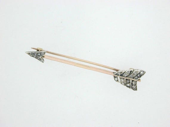 Antique Victorian Lovers Cupids Arrow 18ct Gold Di