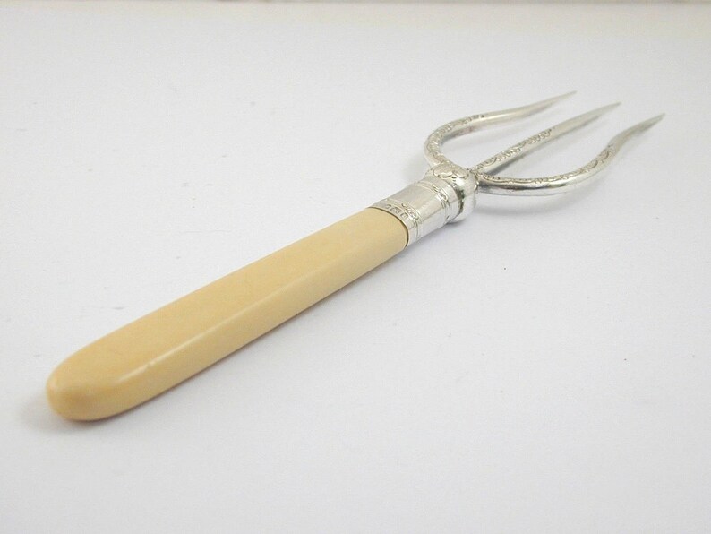 Antique crumpet muffin fork silver 1911 made by Alan & Darwin Etsy
