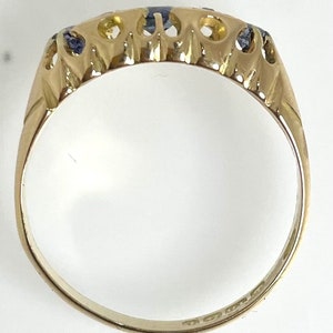 Antique George V 18ct Yellow Gold Sapphire Diamond Trilogy Ring 1918 N ...
