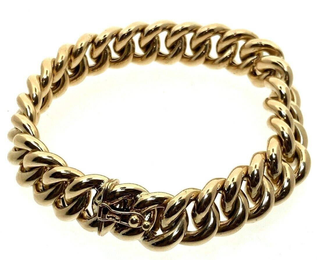 Antique: Substantial Gold Link Bracelet with Heart Padlock - Sugar