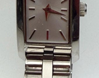 Vintage Emporio Armani AR8014 Ladies Silver Tone Rectangular Quartz Wristwatch