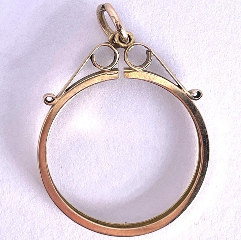 Vintage 9ct Yellow Gold Full Sovereign Pendant Mount 1963 Simple Plain ...