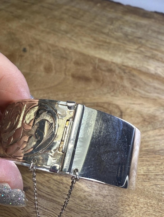 Edwardian Solid Silver Hinged Bangle Birmingham 1… - image 5