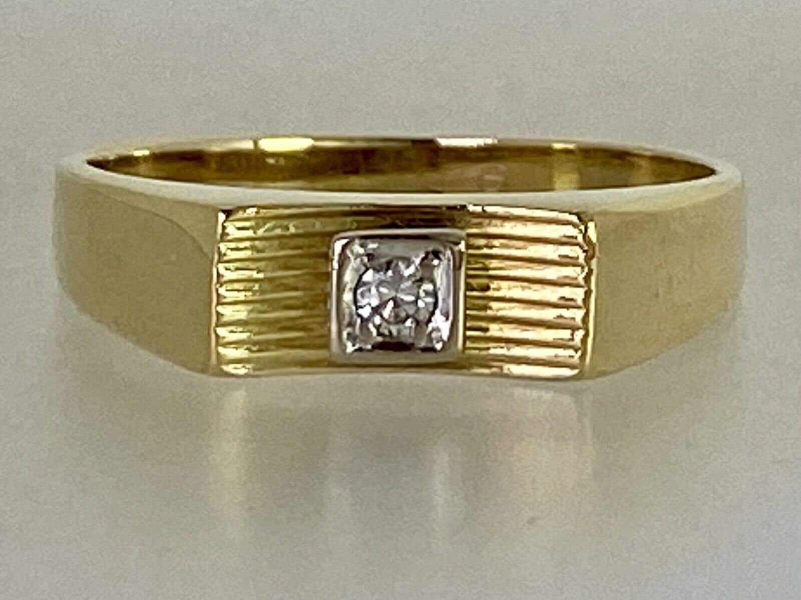 値下げ　AMBUSH solitaire gold 1971 Vintage Diamond Solitaire 18ct Gold Ring Bright Cut Set