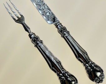 1852 Set Silver Christening Cutlery Unusual Ornate Decorative Pattern