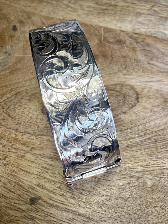 Edwardian Solid Silver Hinged Bangle Birmingham 1… - image 17