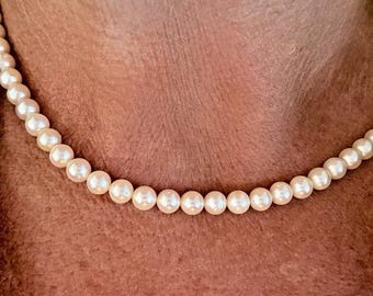 Vintage 1956 Cultured Pearl Necklace 9ct Gold Clasp Birmingham 17" 20.1g