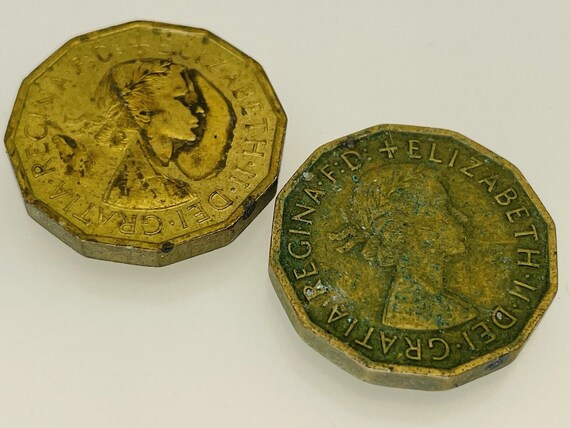 1960年と1967年の3ペンス硬貨2枚、エリザベス2世ニッケル真鍮製 - Etsy