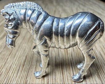 Vintage 1960s Sterling Silver 925 Zebra Miniature Figure 22.7g Luxury Animal