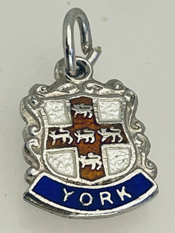 Charme Vintage Argent Sterling HMK York Minster - 1,1 G, 1,6 Cm, émail - Occasion