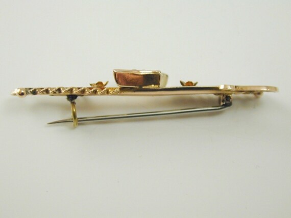 Ruby & pearl bar brooch antique Edwardian dated 1… - image 4