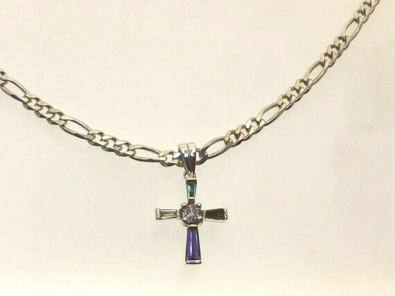 Sterling Silver Multi Coloured Cross Pendant Ameth