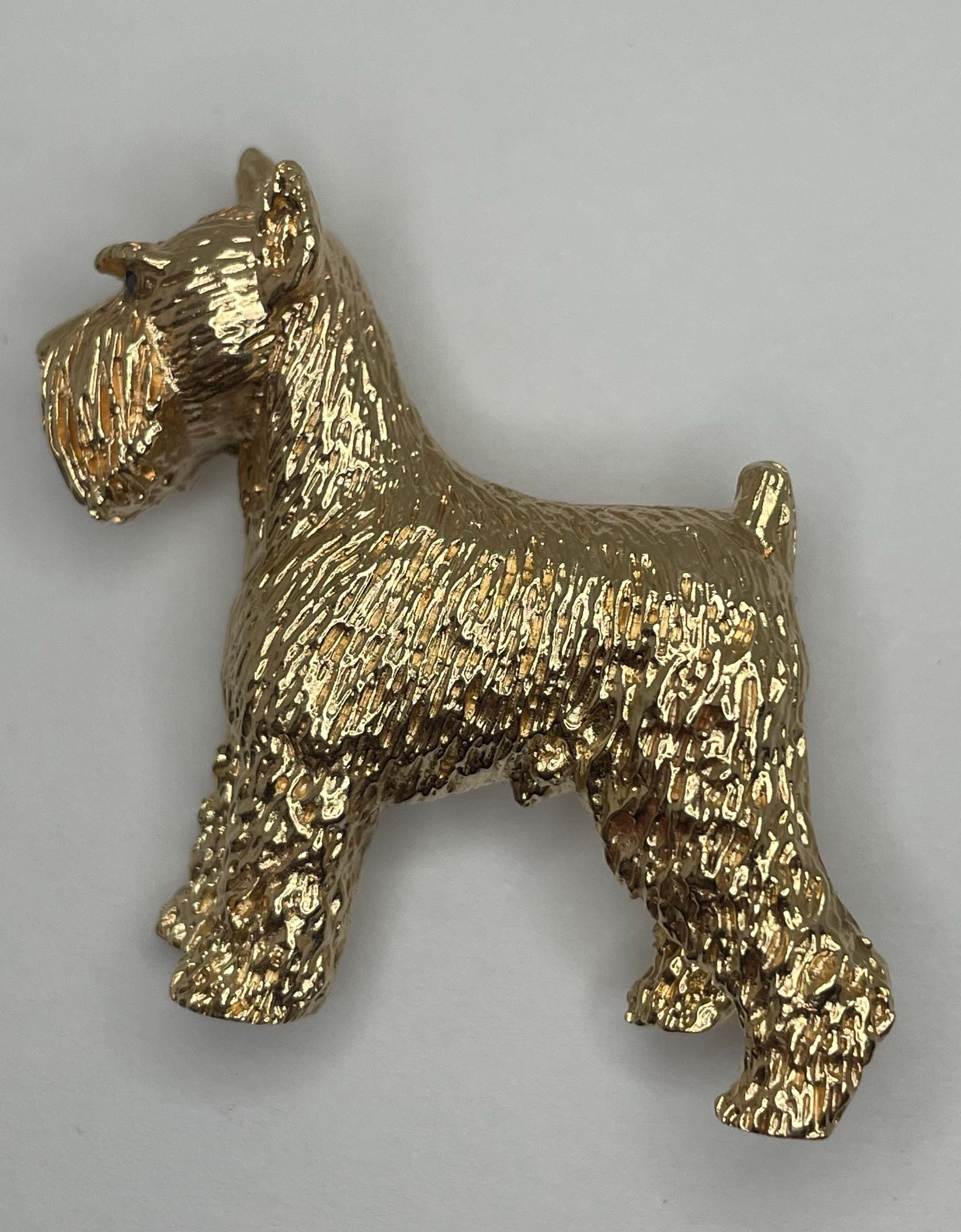 Schnauzer Vintage 18ct Gold Dog Brooch Sapphire Eyes Sapphire eyes Beautiful
