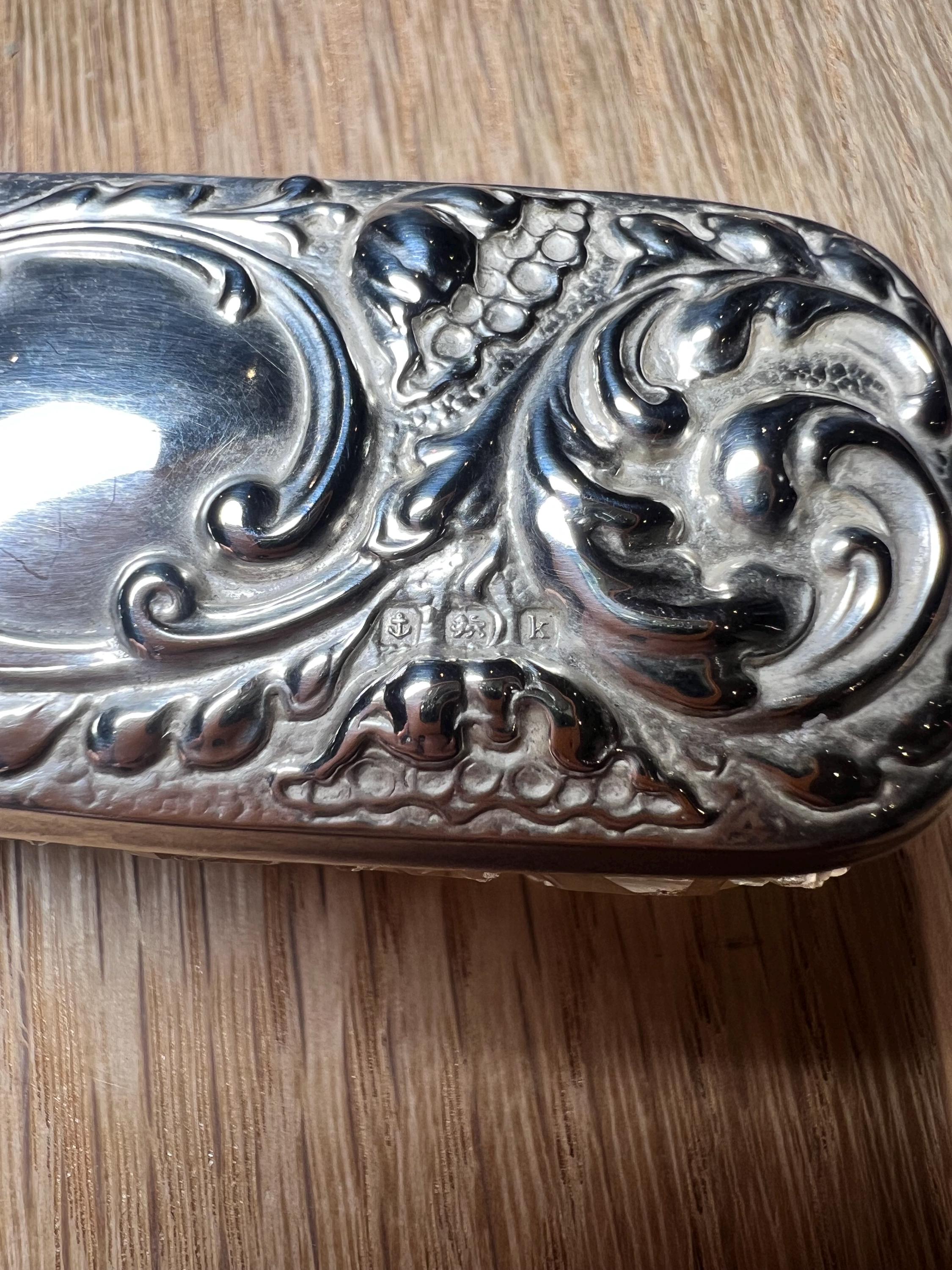 アンティーク スターリングシルバー 蓋付き カットガラス トレジャー