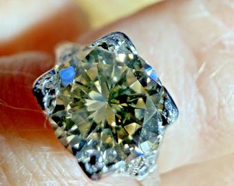 Mid-20th Cent Platinum 1.55ct Natural Certified Diamond Ring VS Clarity STUNNING