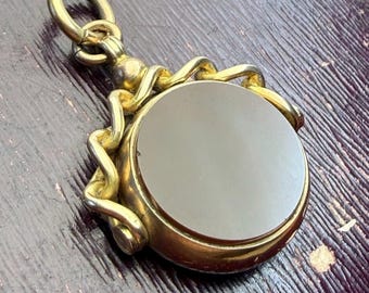 Antique Victorian 9ct Spinner Watch Fob Pendant Bloodstone and Cornelian 1887