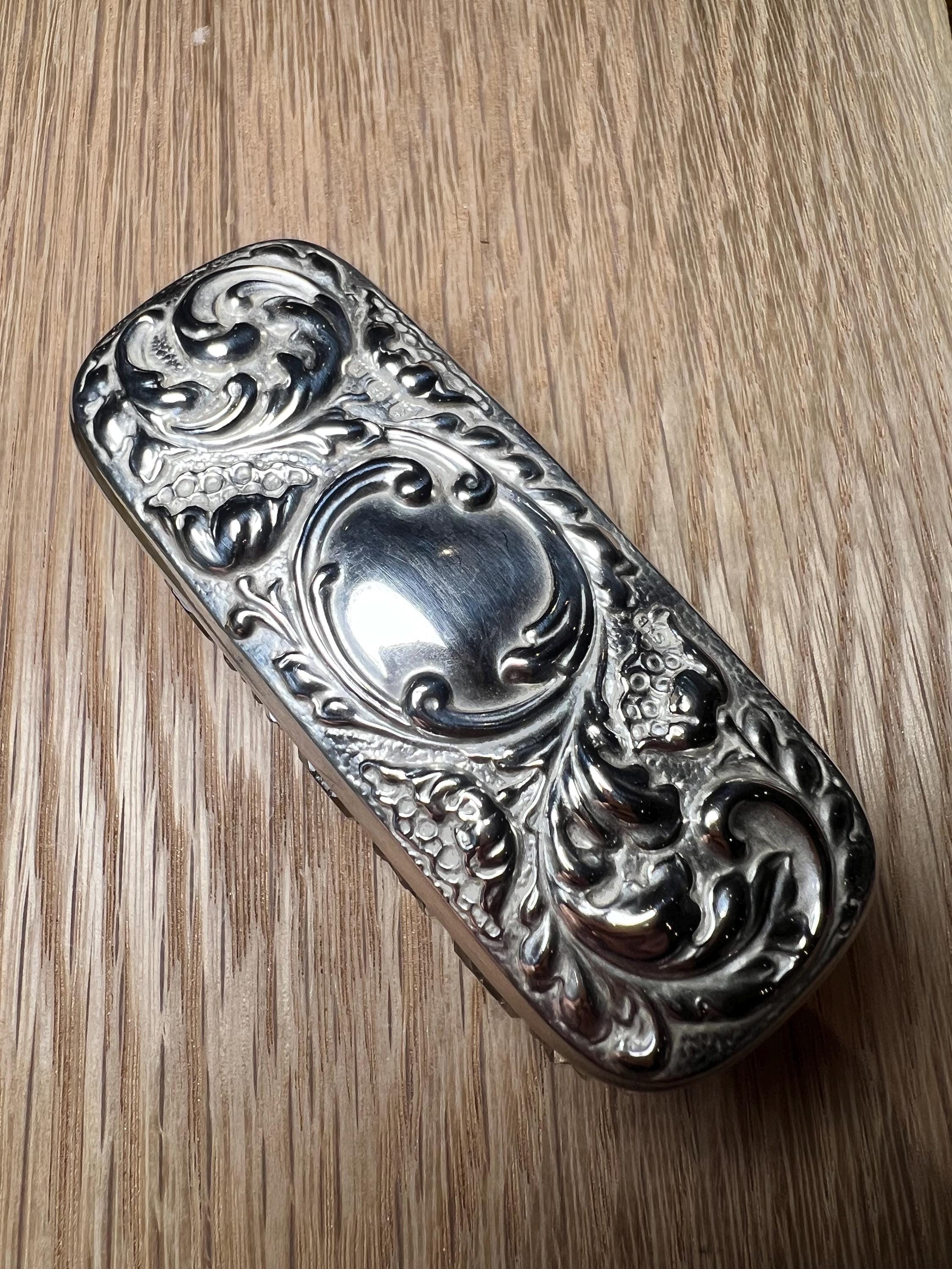 アンティーク スターリングシルバー 蓋付き カットガラス トレジャー