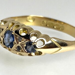 Antique George V 18ct Yellow Gold Sapphire Diamond Trilogy Ring 1918 N ...
