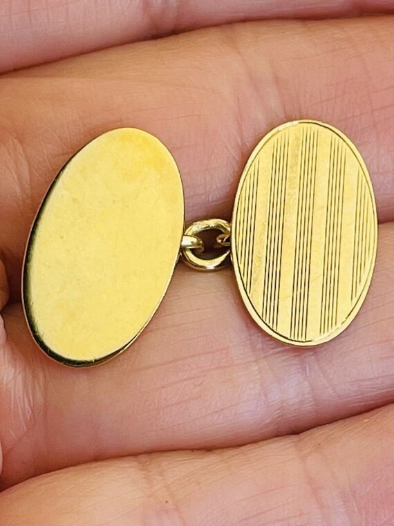 アンティーク 18K イエローゴールド カフスボタン：1925 年製 オーバル