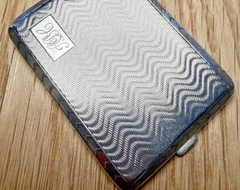 Antique Art Deco Engine Turned Sterling Silver Matchbook holder Hallmarked 1927