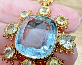 Antique Georgian Aquamarine & Chrysoberyl Cannetille Pendant C.1825 Certificate