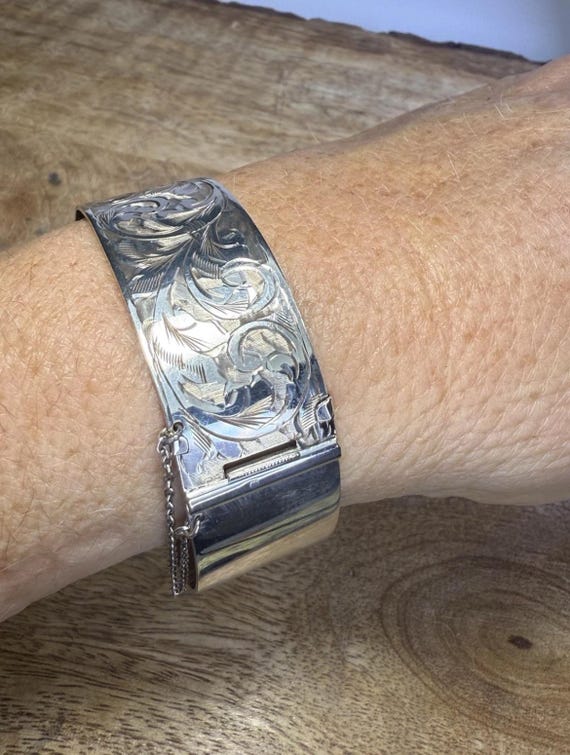 Edwardian Solid Silver Hinged Bangle Birmingham 1… - image 12