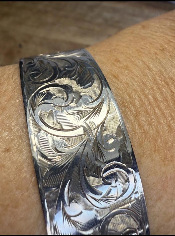 Edwardian Solid Silver Hinged Bangle Birmingham 1… - image 11