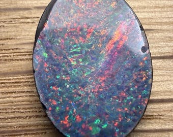 Opal Doublet Black Base Vibrant Multicolour Play of Colour 17 x 12.1mm Large
