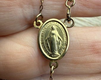 Vintage 9ct '375' Gold Rosary Beads Medal & Crucifix 7.4g 19" Hallmarked 2006