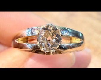 Antique Victorian 18ct Gold 0.51ct Old Mine Cut Diamond Solitaire Ring 1888