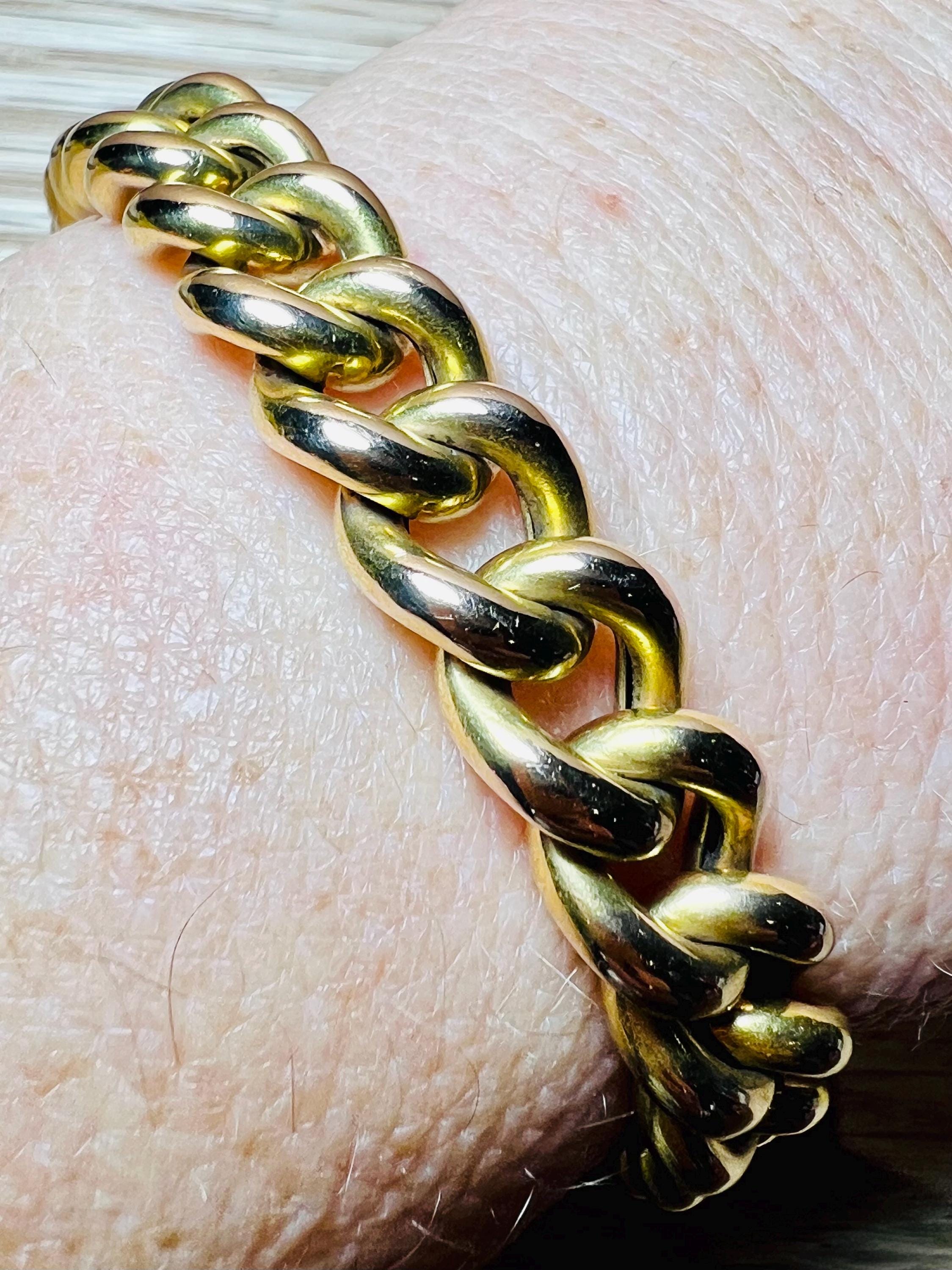 Antique 15ct Ygold Curb Link Bracelet RARE Concealed Box Clasp 29g