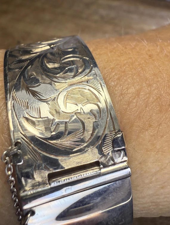 Edwardian Solid Silver Hinged Bangle Birmingham 1… - image 7